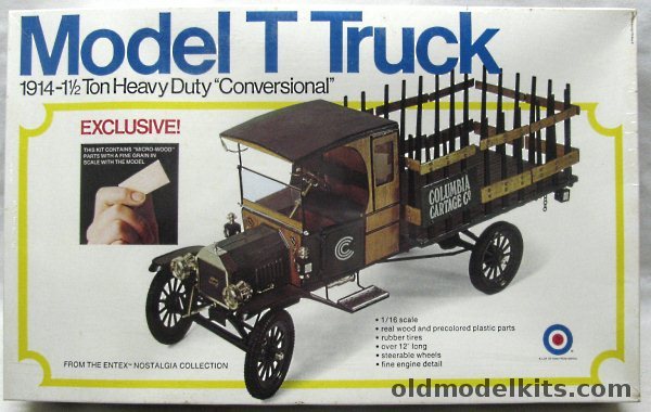 Entex 1/16 1914 Ford 1 1/2 Ton Model T Heavy Duty  Truck 'Conversional' - with Real Wood Sides and Parts - Good Year Tire & Rubber Co / Zellerbach Paper Co / Columbia Cartage Co, 8498 plastic model kit